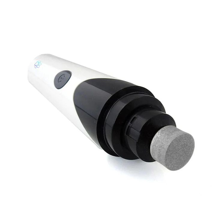 Detailed view of how to use dog nail grinder at a 45 degree angle
